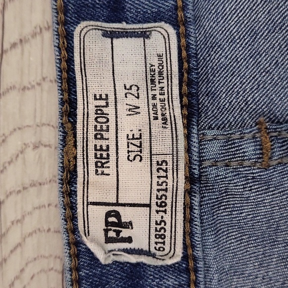 🛍Free People Womens 25 Blue Denim Skinny Raw Hem Medium‎ Wash Casual Stretch - Picture 6 of 9